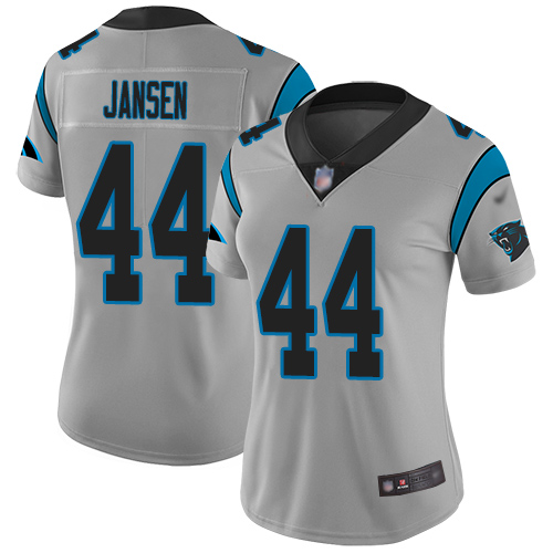 Carolina Panthers Limited Silver Women J.J. Jansen Jersey NFL Football #44 Inverted Legend->women nfl jersey->Women Jersey